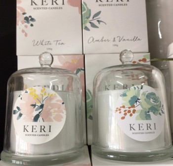 Keri candle with glass cloche